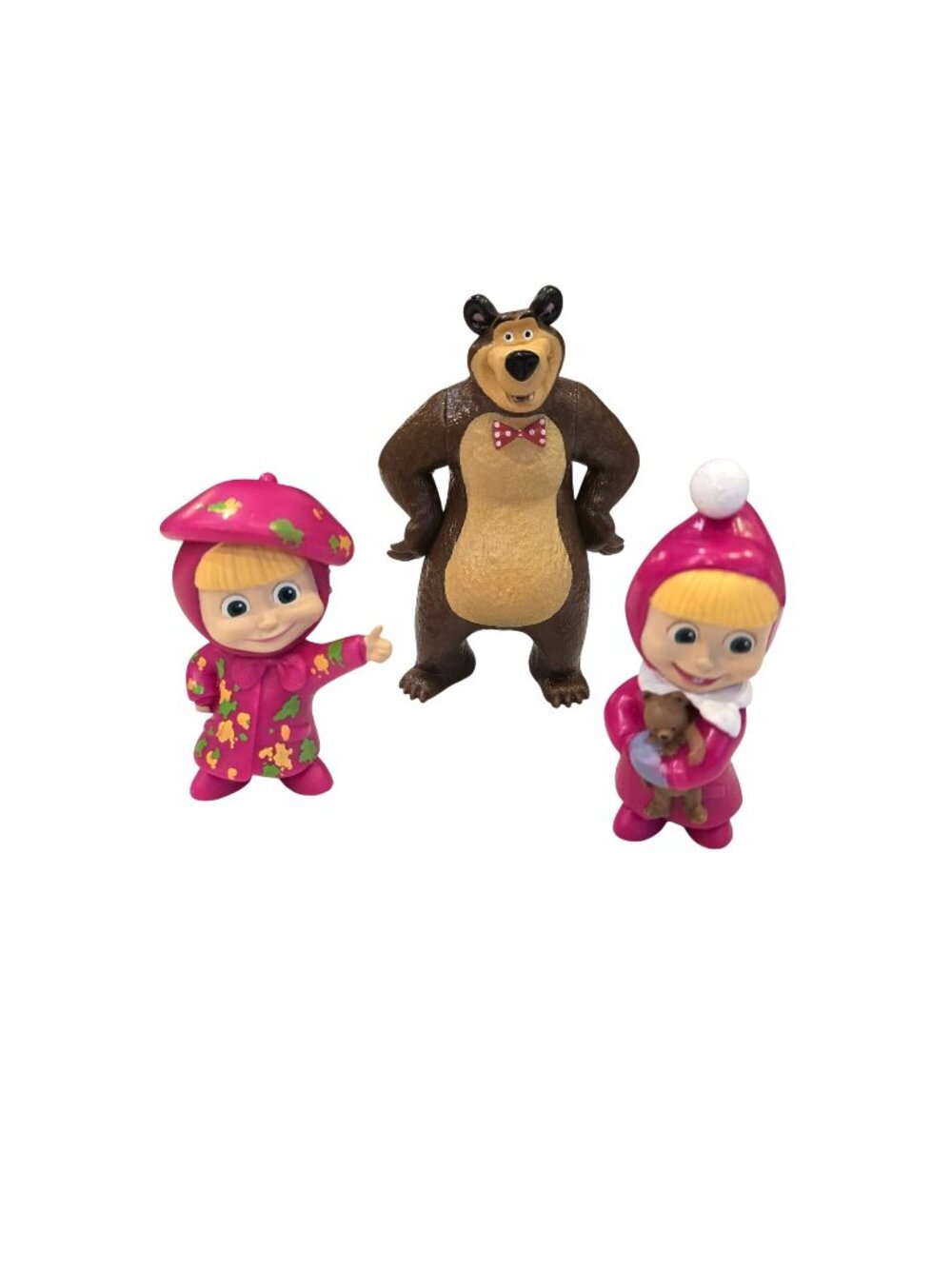 Masha and the Bear Plastic PVC Figures Cake Toppers Toys Lot of 3